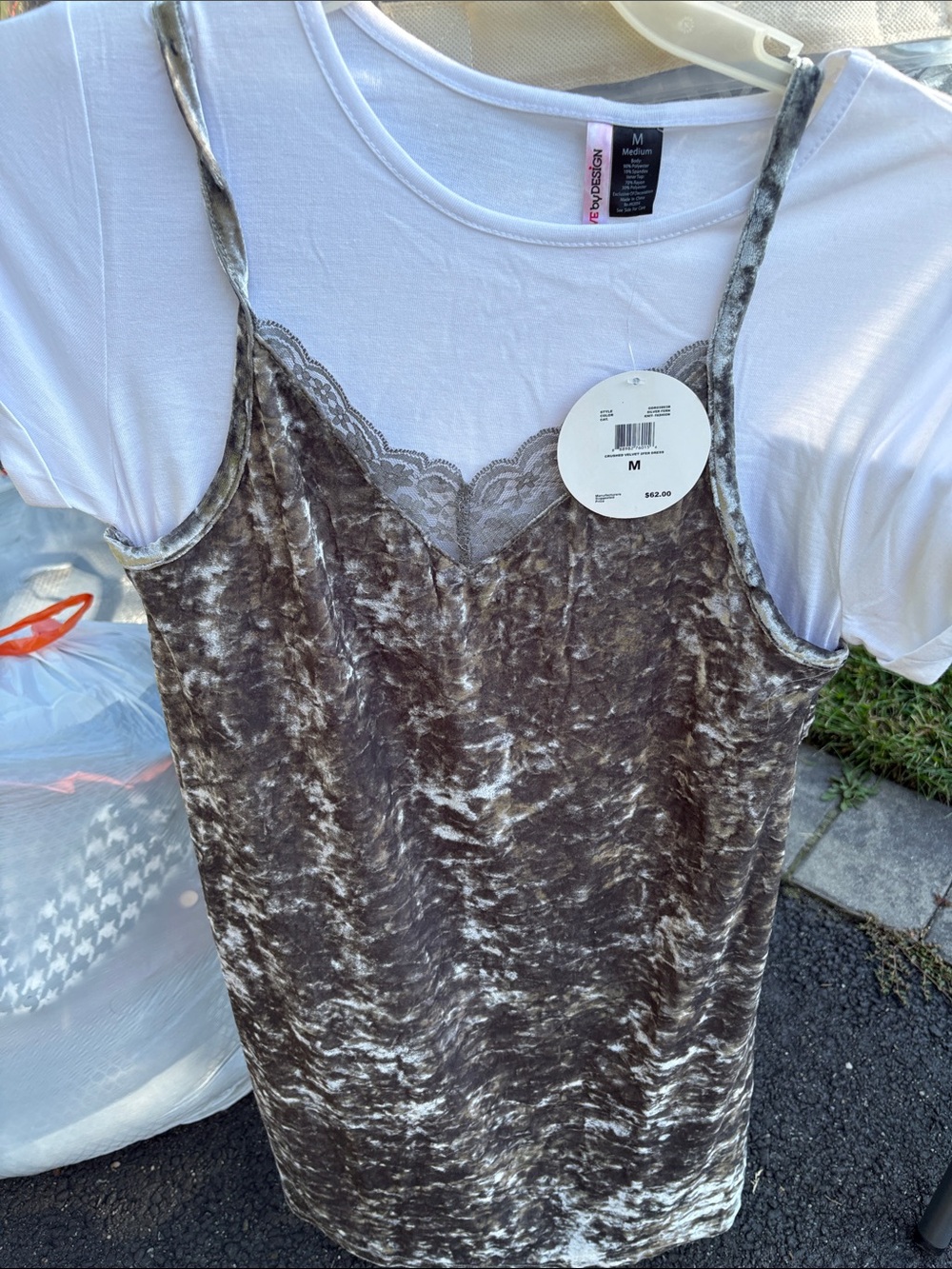 Love By Design Brown Crushed Velvet Lace-Trim Cami